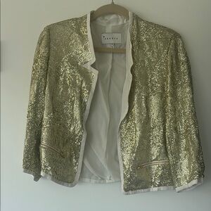 Sandro Gold Blazer with Sequin Embellishments